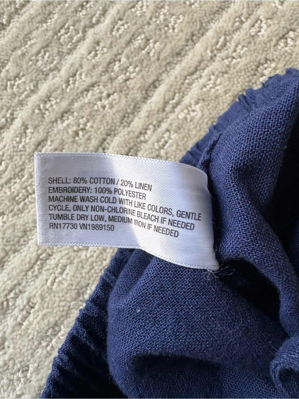 Roller Rabbit Navy Wide-Leg Drawstring Linen Pants - Picture 8 of 8